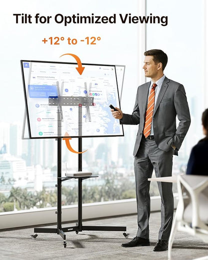 Heavy-Duty Rolling TV Stand for 32–85" Screens — Supports 187 lbs, Stable - Image 3