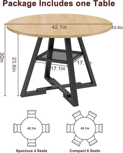 Jocoevol Round Dining Table, Kitchen Dining Room Circle Dinner Pedestal Table - Image 2