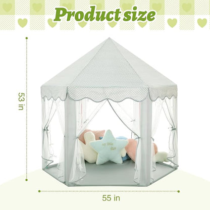 Monobeach Princess Tent Girls Celadon Large Playhouse Kids Castle Play Tent - Image 7