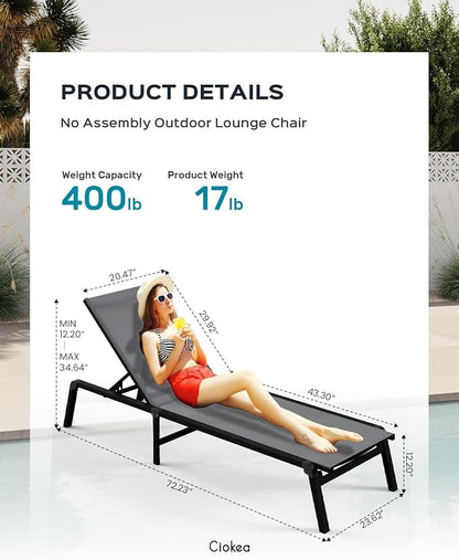 Ciokea Aluminum Foldable Lounge Chairs Set of 4 - Image 2