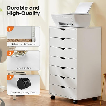 OLIXIS 7 Drawers Rolling File Cabinet, Mobile Under Desk Storage Cabinet - Image 7