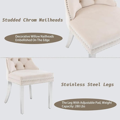 KCC Velvet Dining Chairs Set of 2, Upholstered High-end Tufted Dining Room Chair - Image 6