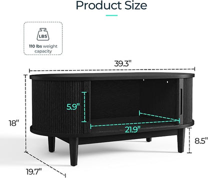 LINSY HOME Round Coffee Table, 31.5" Drum Coffee Table - Image 3