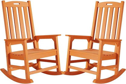 Psilvam Oversized Outdoor Rocking Chair Set of 2, HDPE Porch Rocker by PsilvamGardenFurniture