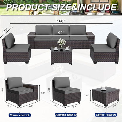 ALAULM 6 Pieces Patio Furniture Set, Oversized Seat/Armrest Sofas and High Back - Image 3