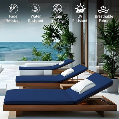 Outdoor Chaise Lounge Cushions for Patio, Waterproof Replacement Seat Cushions - Image 2
