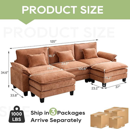Oprisen 120" Modular Sectional Sofa, Comfy Cloud Couch Sectional Sofa - Image 7