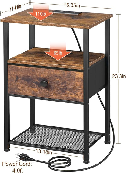 LOAKEKEL Night Stand Set 2, LED Nightstand - Image 3