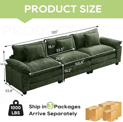 Oprisen 120" Modular Sectional Sofa, Comfy Cloud Couch Sectional, Chenille Sofa - Image 2