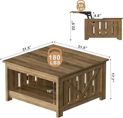 FABATO Lift Top Coffee Table, 31.5" Farmhouse Coffee Tables - Image 2