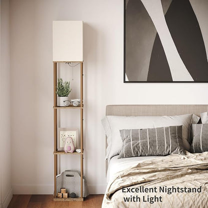 SUNMORY Floor Lamp with Shelves, Modern Square Shelf Lamps, Display Shelf - Image 6