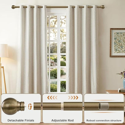 Antique Bronze Curtain Rods for Windows 72 to 144 Inch Long Brass Window - Image 3