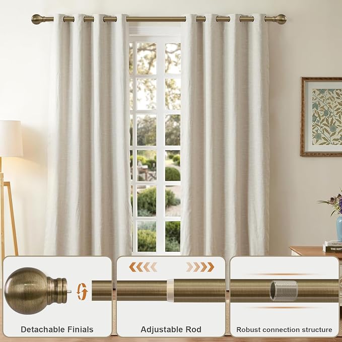 Antique Bronze Curtain Rods for Windows 66 to 120 Inch 1" Diameter Adjustable - Image 3