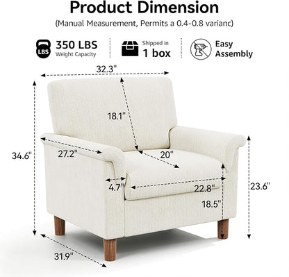 Mid Century Modern Accent Chairs Set of 2, Chenille Comfy Living Room Arm Chairs - Image 2