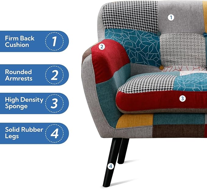 Bonzy Home Modern Colorful 3 Piece Coroful Fabric Sofa Set, Included 2 Accent - Image 7