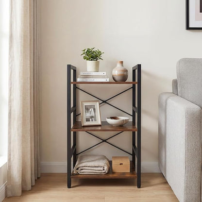 Tangkula 3-Tier Industrial Bookshelf, 16.5" Width Wooden Open Bookcase - Image 6