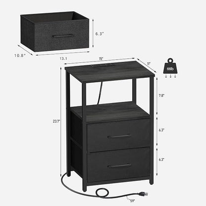 TUTOTAK End Table with Charging Station, Night Stand, Side Table with 2 USB - Image 6