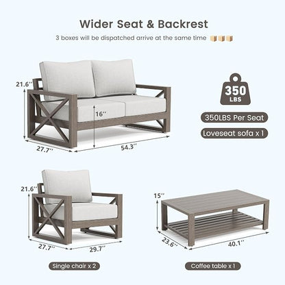 UDPATIO Aluminum Patio Furniture Set, Faux Wood Grain Modern Outdoor Furniture - Image 8