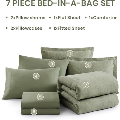 Monbix Full Size Comforter Set, Sage Green Bedding Comforter - Image 7