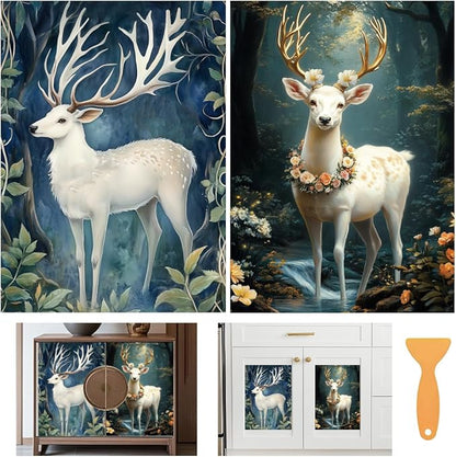 6 Sheets Forest Deer Rub on Transfers by BEUNITONE