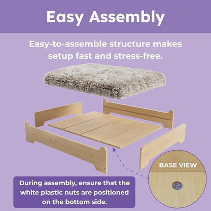 Elevated Wooden Dog Bed with Supportive Cushion & Washable Cover, Sturdy - Image 6