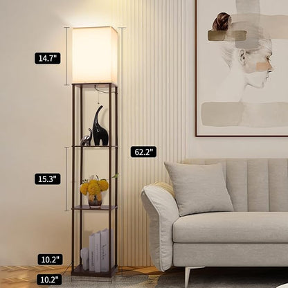 Gupuzm Floor Lamp with Shelves, with Modern Square Standing Lamp with Smart APP - Image 4