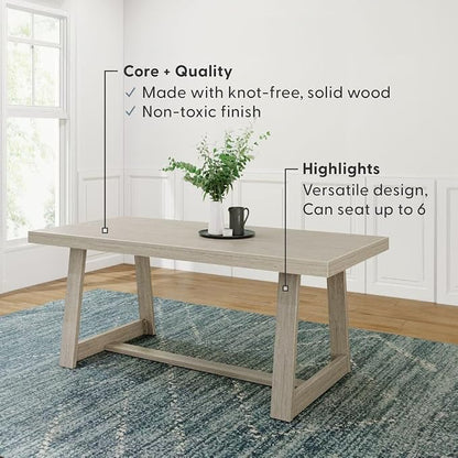 Plank+Beam 72 Inch Farmhouse Dining Table, Solid Wood Rustic Kitchen Table - Image 4