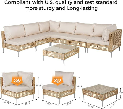 Grand patio 4-Piece Wicker Patio Furniture Set, Boho Outdoor Conversation Set - Image 6