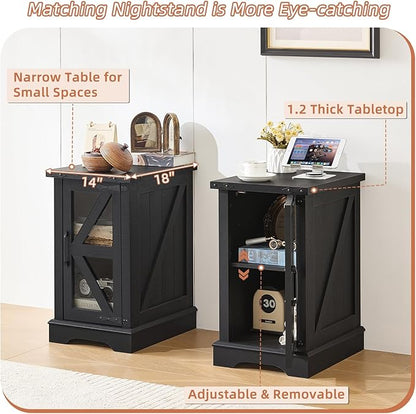 Joaxswe Narrow Night Stand for Small Spaces, Farmhouse Side End Table - Image 6
