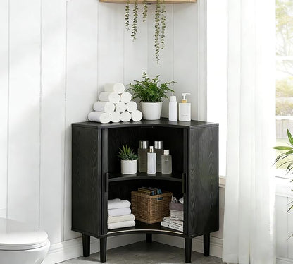 Lxsxlome Fluted Corner Cabinet, Small Corner Floor Cabinet - Image 9