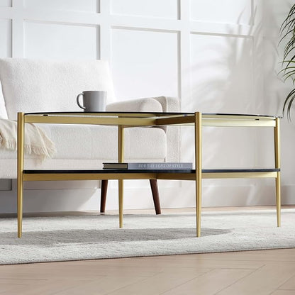 LumFurn Oval Glass Coffee Table, Mid-Century Modern Design, L43 x W22 x H17 inch - Image 4