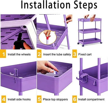 SPACELEAD Slim Storage Cart 3 Tier, Bathroom Organizer Rolling Utility - Image 3