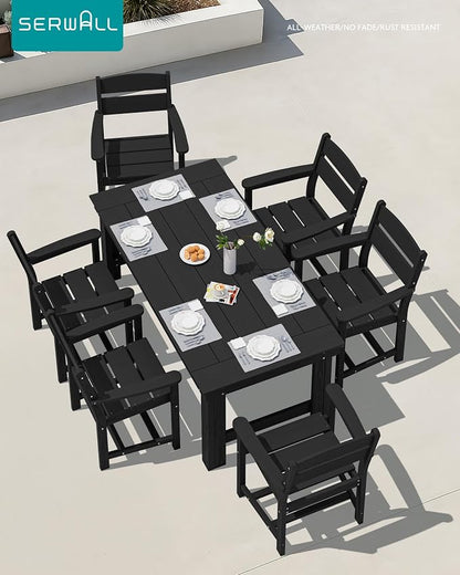 SERWALL Outdoor Dining Table Set, 67‘’ HDPE Patio Dining Set - Image 7