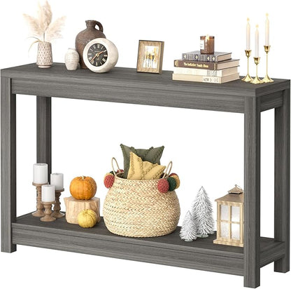 Besiost 47" Farmhouse Wood Entryway Table Narrow Console Table by Besiost