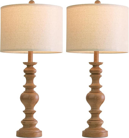 BOBOMOMO 27" Light Brown Table Lamps Set of 2, Large Farmhouse Resin Lamps - Image 8