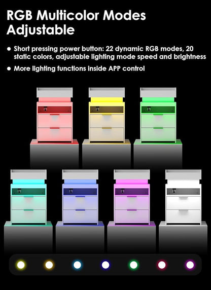 Turosur LED Night Stand with Gun Drawer, Smart Nightstand with Hidden Charging - Image 6