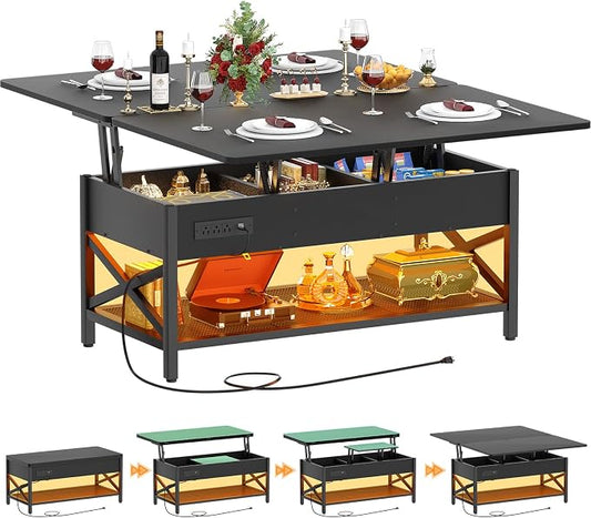 Aheaplus Coffee Table Lift Top Multi-Function Coffee Table Converts to Dining by Aheaplus