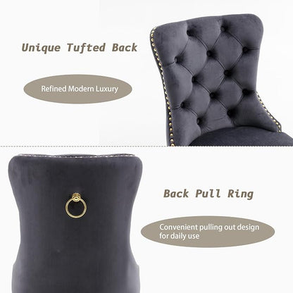 KCC Velvet Dining Chairs Set of 6, Upholstered High-end Tufted Dining Chair - Image 5