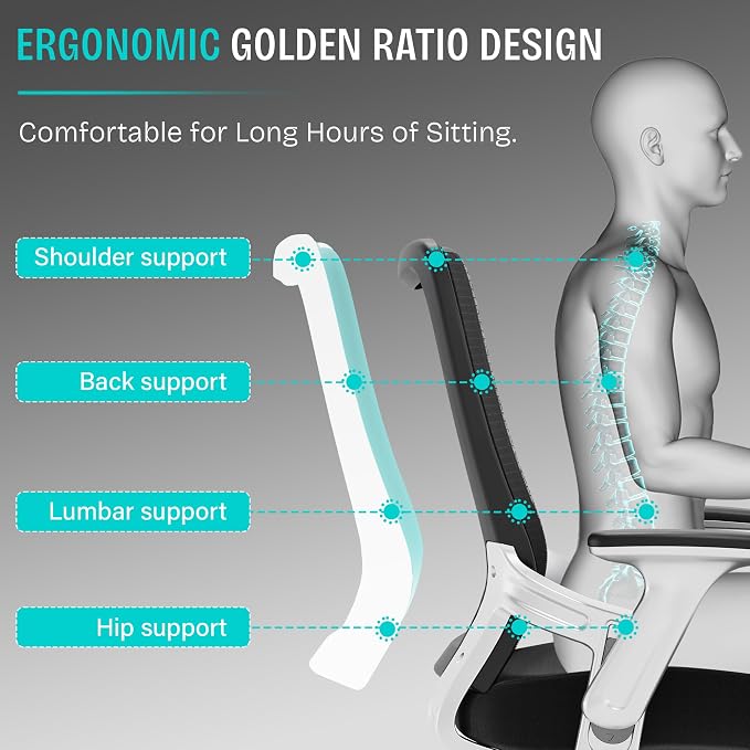 SUNNOW Office Chair, Ergonomic Computer Desk Chair, Sturdy Executive Task Chair - Image 4