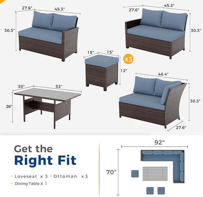 Wisteria Lane 7 Piece Patio Furniture Set, High Curved Back Wicker Patio - Image 2