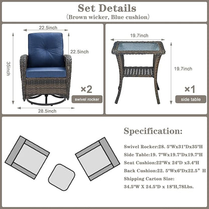 Belord Patio Wicker Chairs Swivel Rocker - Image 2