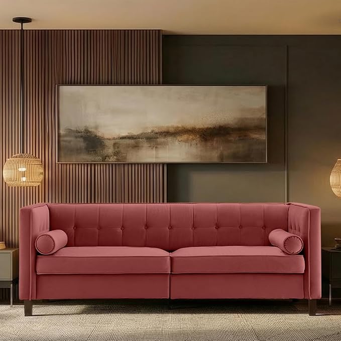Dreamsir 78'' W Velvet Sofa, Mid-Century Love Seats Sofa Furniture by Dreamsir