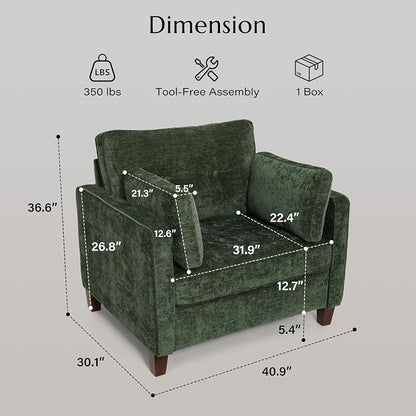 Luxury Oversized Accent Chair, 40.9" Upholstered Comfy Piping Single Armchairs - Image 2