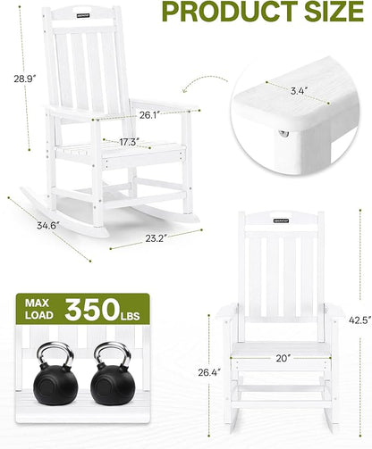 Outdoor Adirondack Rocking Chairs All-Weather HDPE Patio Rocker Chair - Image 3