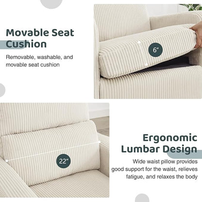 Swivel Rocker Recliner, Oversized Manual Nursery Glider Rocking Recliner Chair - Image 6