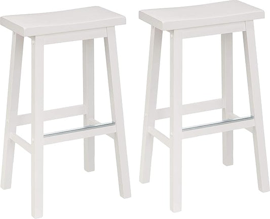 Amazon Basics Solid Wood Saddle-Seat Counter Height Bar Stools by AmazonBasics