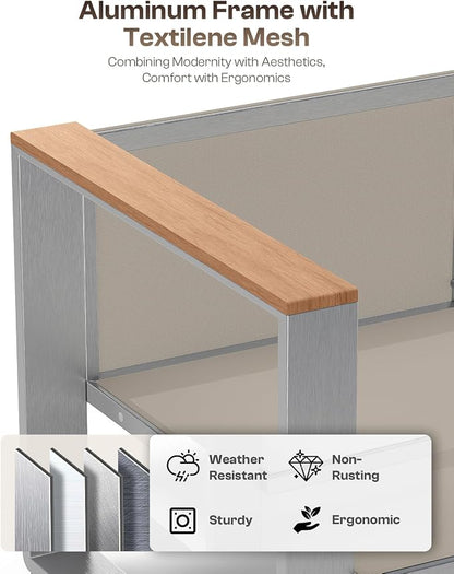 Aluminum Patio Furniture Set, 5 Seats Outdoor Patio Conversation Sets - Image 4