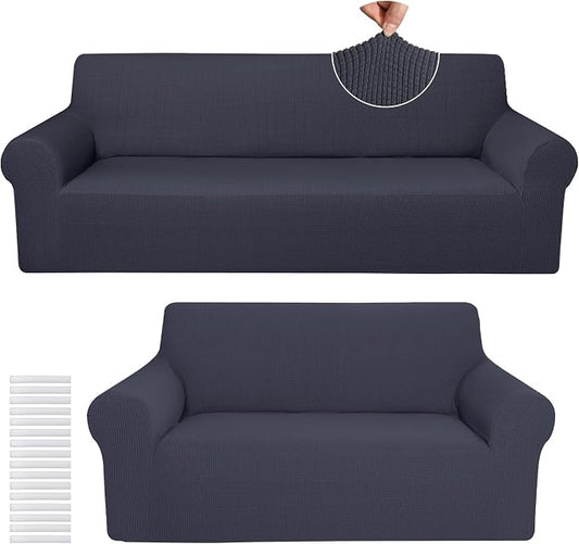 Peryiter 2 Pcs Sofa Covers Couch and Loveseat Covers Set Stretch Sofa Slipcover by Peryiter