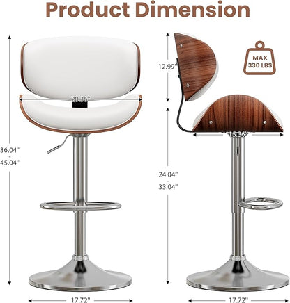 YaFiti Bar Stools Set of 4, Modern Pu Leather Swivel Adjustable Bar Stool - Image 2