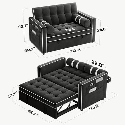 Marsail 3-in-1 Convertible Futon Sleeper Sofa Bed, Pull Out Couch - Image 2